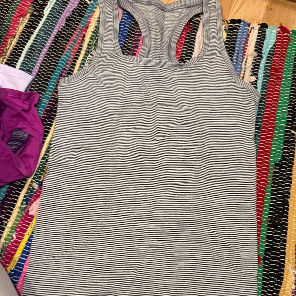 Lululemon Athletica Black and White Striped Tank Top